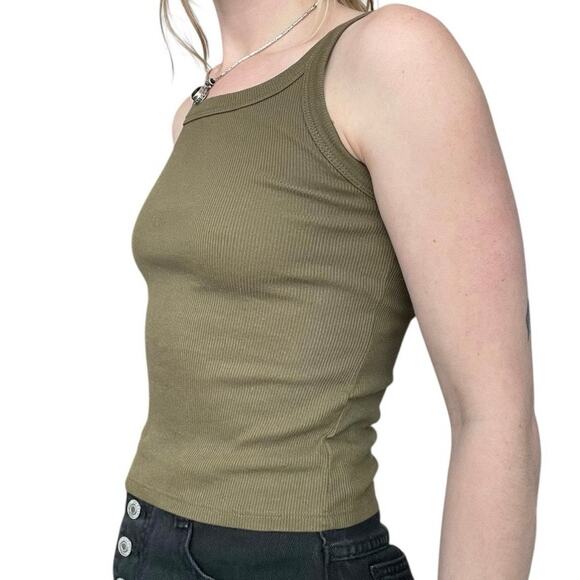 Reformation Olive Green Ribbed Tank Top - Picture 2 of 6